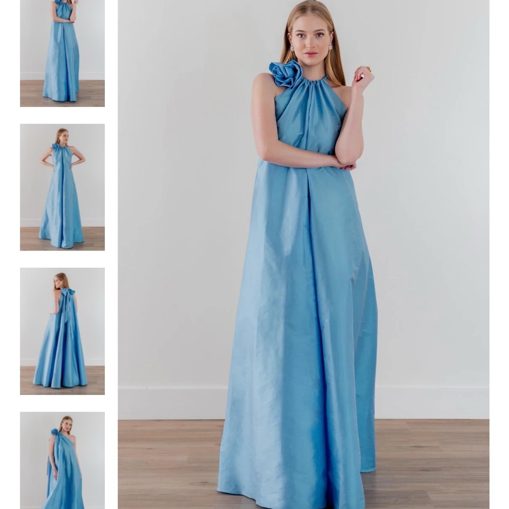 Bloom by Watters Blue Halter Maxi Dress Gown